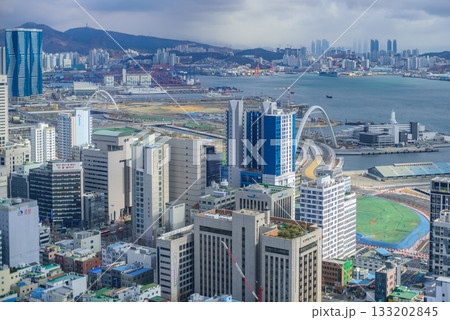 Cityscape of Busan Metropolitan City and Busan harbor in Busan, South Korea Cityscape of Busan Metropolitan City and Busan harbor in Busan, South Korea 133202845