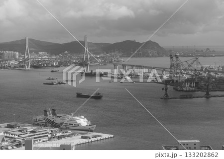 Cityscape of Busan Metropolitan City and Busan harbor in Busan, South Korea 133202862