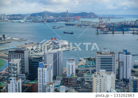 Cityscape of Busan Metropolitan City and Busan harbor in Busan, South Korea Cityscape of Busan Metropolitan City and Busan harbor in Busan, South Korea 133202863