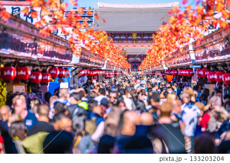 日本の東京都市景観インバウンド続く…まるで異国…外国人観光客らで賑わう浅草寺＝11月17日 133203204