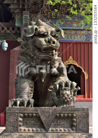 Dragon bronze statue in Yonghe Temple of Tibetan Buddhism in Dongcheng District in Beijing, China 133203564