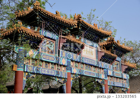 Entrance gate to the Yonghe Temple of Tibetan Buddhism in Dongcheng District in Beijing, China Entrance gate to the Yonghe Temple of Tibetan Buddhism in Dongcheng District in Beijing, China 133203565