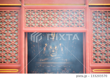 Buddha statue in the Yonghe Temple of Tibetan Buddhism in Dongcheng District in Beijing, China 133203570