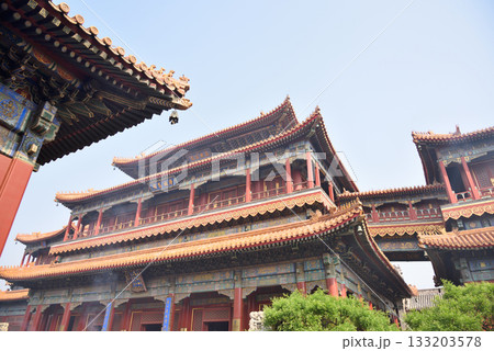 Ornate architecture of the Yonghe Temple of Tibetan Buddhism in Dongcheng District in Beijing, China 133203578