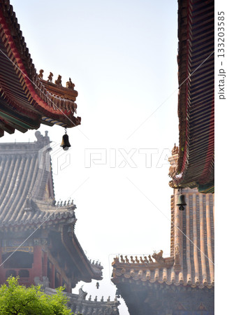 Ornate architecture of the Yonghe Temple of Tibetan Buddhism in Dongcheng District in Beijing, China Ornate architecture of the Yonghe Temple of Tibetan Buddhism in Dongcheng District in Beijing, China 133203585