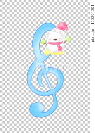 星に乗った雪ダルマの付いたト音記号 星に乗った雪ダルマの付いたト音記号 133204301