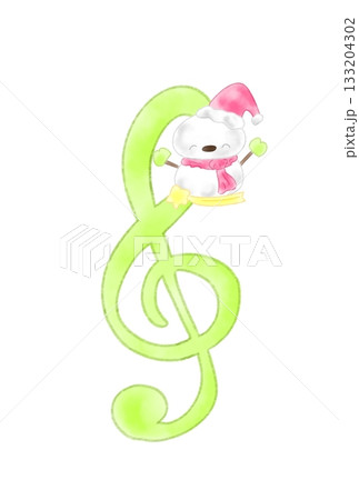 星に乗った雪ダルマの付いたト音記号 星に乗った雪ダルマの付いたト音記号 133204302