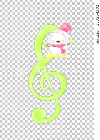 星に乗った雪ダルマの付いたト音記号 星に乗った雪ダルマの付いたト音記号 133204302