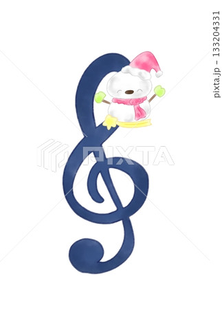 星に乗った雪ダルマの付いたト音記号 133204331