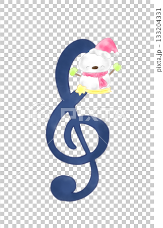星に乗った雪ダルマの付いたト音記号 133204331
