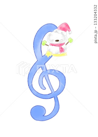 星に乗った雪ダルマの付いたト音記号 星に乗った雪ダルマの付いたト音記号 133204332
