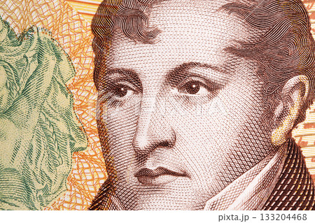 Manuel Belgrano a closeup portrait from Argentine money Manuel Belgrano a closeup portrait from Argentine money 133204468