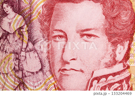 Juan Manuel de Rosas a closeup portrait from Argentine money 133204469
