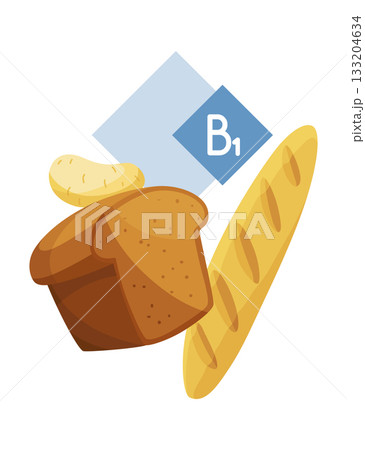 Artistic Illustration of Bread with Vitamin B1 Infographic 133204634