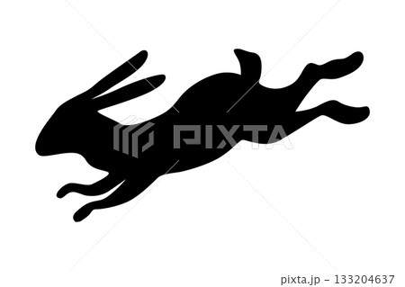 A dynamic silhouette depicting a leaping rabbit in motion 133204637