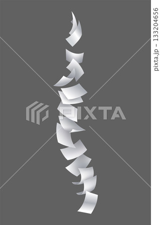 Falling paper sheets. Set of flying curved leaves of paper. Vector loose soar of notes with curled edges. Fly scattered notes, empty chaotic paperwork Falling paper sheets. Set of flying curved leaves of paper. Vector loose soar of notes with curled edges. Fly scattered notes, empty chaotic paperwork 133204656