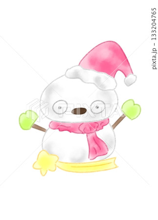 ビックリしている雪ダルマ 133204765