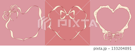 Heart frame in coquette pink design. Heart frame in coquette pink design. 133204891