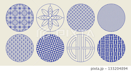 Japanese circle pattern with traditional frames 133204894