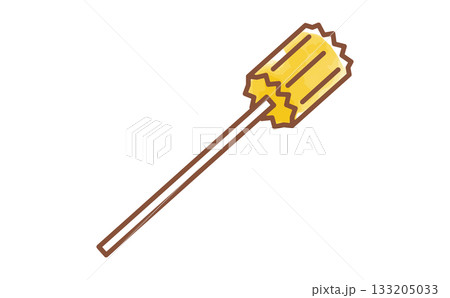 口腔ケア用スポンジブラシのかわいい介護用品の手描き水彩イラスト 133205033