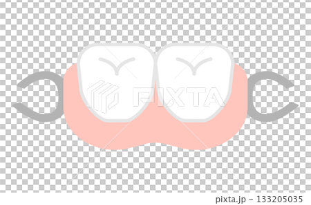歯の矯正や部分入れ歯のかわいいシンプルな介護イラスト素材 133205035