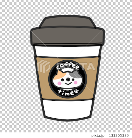 Cute cat written on a disposable cup Cute cat written on a disposable cup 133205389