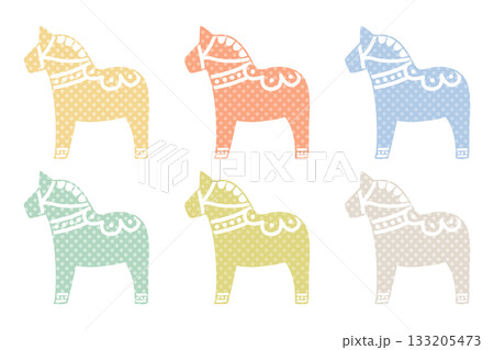 パステルカラーの水玉模様ダーラナホースセット パステルカラーの水玉模様ダーラナホースセット 133205473