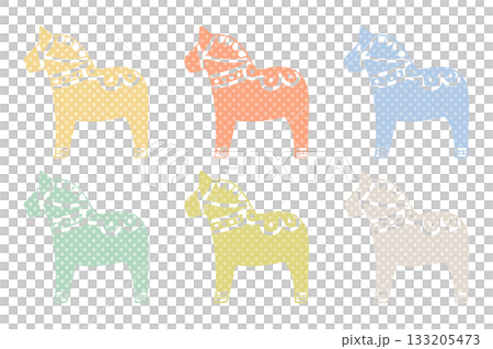 パステルカラーの水玉模様ダーラナホースセット パステルカラーの水玉模様ダーラナホースセット 133205473