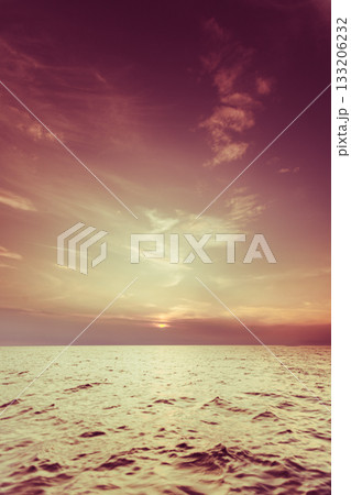 Beautiful sunset on the ocean sea 133206232