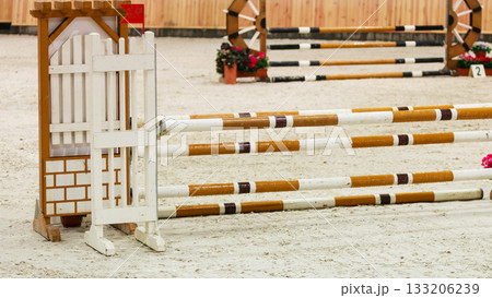 Equitation. Obstacle for jumping horses. 133206239
