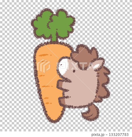 Horse hugging a carrot 133207783