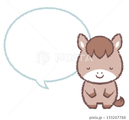 お辞儀するウマと吹き出し線画 お辞儀するウマと吹き出し線画 133207788