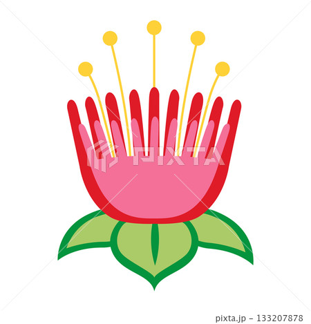 Mexican traditional flower. Ethnic embroidery decoration. Ornate folk graphic, wallpaper element. Festive mexican floral motif. Vector illustration Mexican traditional flower. Ethnic embroidery decoration. Ornate folk graphic, wallpaper element. Festive mexican floral motif. Vector illustration 133207878