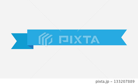 Retro blue ribbon. Icon on white background. Curved textile symbol. Flat vector isolated banner 133207889