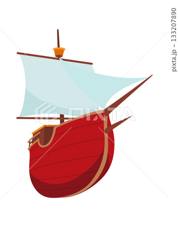 Yachts, sailboat or sailing ship. Cruise travel company icon design. Stylized cartoon pirate ship. Vector old vessels Yachts, sailboat or sailing ship. Cruise travel company icon design. Stylized cartoon pirate ship. Vector old vessels 133207890