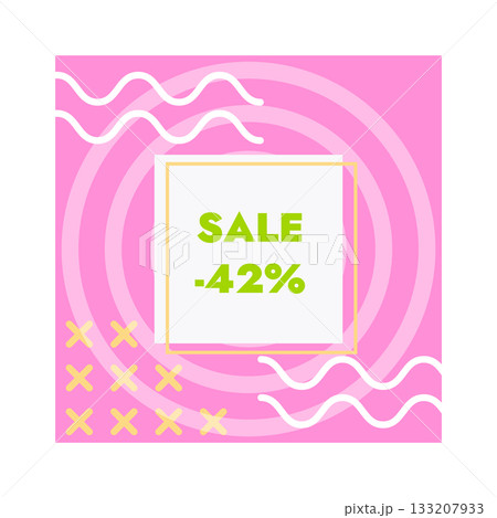 Trendy Abstract Geometric Vector Bubbles. Vivid Banner in Retro Poster Design Style. Vintage Colors and Shapes in Memphis Style 133207933