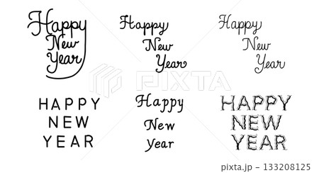 Happy New Yearの手書き文字セット Happy New Yearの手書き文字セット 133208125