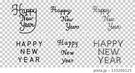 Happy New Yearの手書き文字セット Happy New Yearの手書き文字セット 133208125