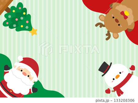 クリスマスのかわいいサンタクロースたちの背景イラスト 133208306