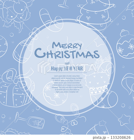 A delicate background for an invitation or greeting card for Christmas and new year. Freehand drawing, doodles, line drawing. Vector illustration for the design of postcard, banner, card, poster A delicate background for an invitation or greeting card for Christmas and new year. Freehand drawing, doodles, line drawing. Vector illustration for the design of postcard, banner, card, poster 133208626