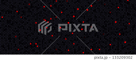 Incident response heatmap background, black hex mesh with red breach pings. Security backgrounds for playbooks, SIEM dashboards, war-room slides. Incident response visuals for SOCs. Vector backdrop 133209302