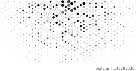 Medtech Biotech Background Pattern Texture, Clean Hexagon Scatter On White With Soft Halftone Flow, Modern Scientific BG Backdrop Wallpaper For Healthcare Dashboards And Reports. Vector Illustration. 133209330