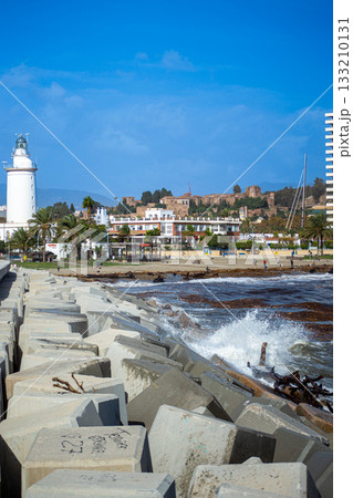 Coastal flooding and garbage caused by storm surge from DANA hurricane in Malaga, Spain 133210131