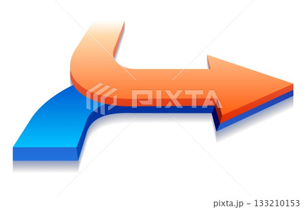 Two 3D arrows merging for coworking 133210153