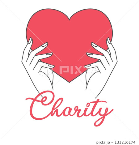 Charity heart in hands logo template Charity heart in hands logo template 133210174