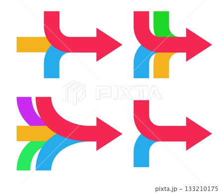 Arrows merging icons 133210175