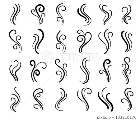 Aromas vaporize curly icon set Aromas vaporize curly icon set 133210176