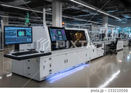 Automated inspection system with advanced diagnostics in a modern lab. Key equipment for quality control in manufacturing 133210508