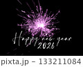 Happy new year 2026 pink sparkler new years eve countdown. Luxury entertainment celebration turn of the year party time. Premium nightlife visual with glowing light sparks on dark background. 133211084