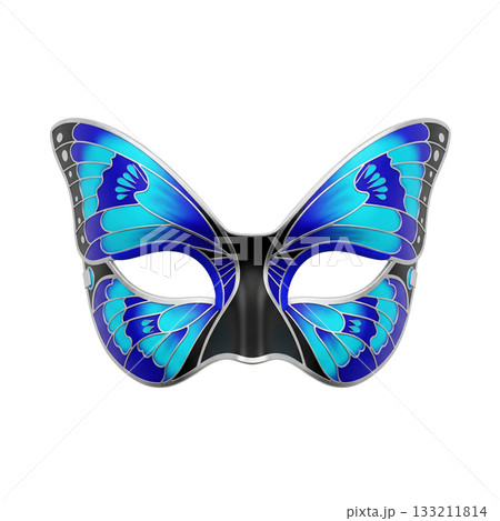 Blue butterfly carnival mask for masquerade ball elegant costume accessory front view object 133211814